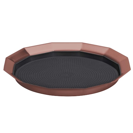 Service Ideas Paneled Tray with Removable Insert, 9"diameter, Stainless Steel, Rose Gold TRPN119RIBSRG